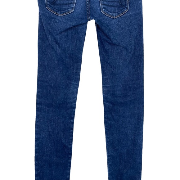 American Eagle Outfitters AEO Skinny Stretch Size 0 Dark Blue Wash 5-Pockets Low - Picture 11 of 14